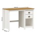 Mesa Escrivaninha Topázio 2 Gavetas Madeira Maciça Branco/Freijo - Finestra Móveis