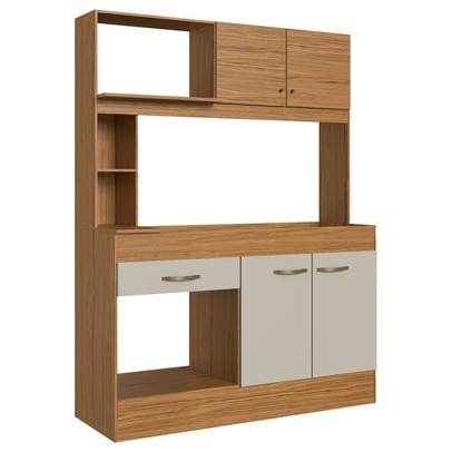 Cozinha Compacta Zeta 4 Portas 1 Gaveta Naturalle/Cristal - Decibal