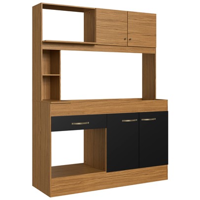 Cozinha Compacta Zeta 4 Portas 1 Gaveta Naturalle/Preto Fosco - Decibal