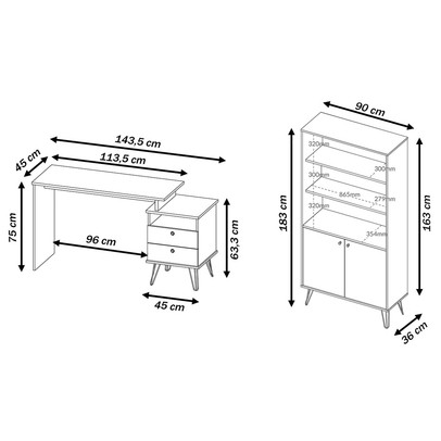 Escritório Completo Plus 2 Portas 2 Gavetas Freijó/Preto - Artany Móveis