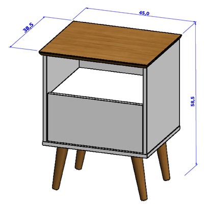 Mesa de Cabeceira Cancun 1 Gaveta Off White/Naturalle - Móveis Bechara