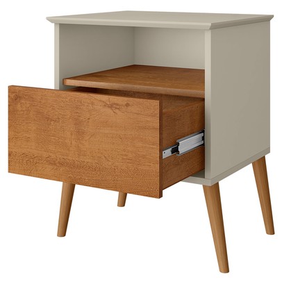 Mesa de Cabeceira Cancun 1 Gaveta Off White/Naturalle - Móveis Bechara