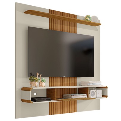 Painel para TV Até 65 Polegadas Lisboa 1 Porta 1 Prateleira Off White/Naturale - Móveis Bechara