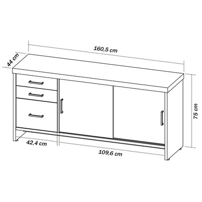 Escritório Completo Executiva Tamburato 2 Portas 3 Gavetas Branco/Carvalho - Artany Móveis