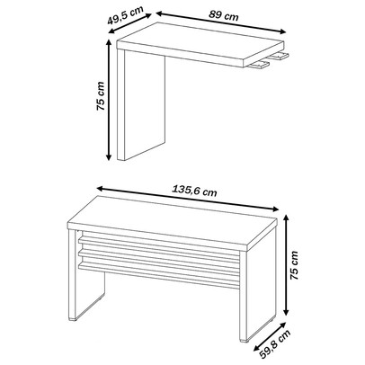 Escritório Completo Executiva Tamburato Carvalho/Branco - Artany Móveis