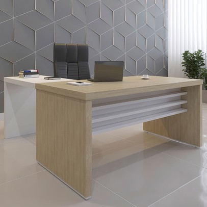 Escritório Completo Executiva Tamburato Carvalho/Branco - Artany Móveis