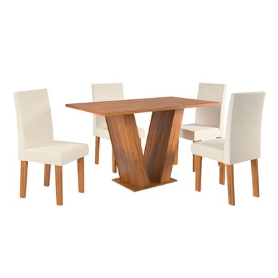 Mesa de Jantar 4 Lugares Felicity Venus Seda/Nude - Viero Móveis