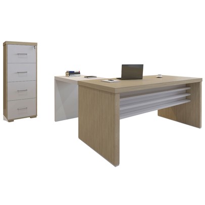 Escritório Completo Tamburato Carvalho/Branco - Artany Móveis