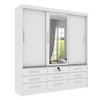 Guarda-Roupa Casal Chicago 3 Portas 9 Gavetas com Espelho Neve - Tcil Móveis