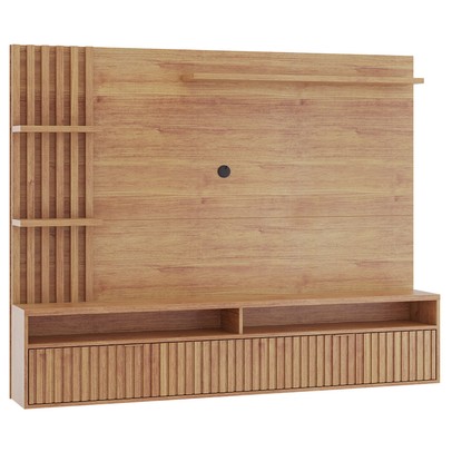 Painel para TV Até 65 Polegadas Dell 1 Porta 3 Prateleiras Ripado Mel - Viero Móveis