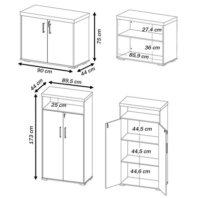 Escritório Completo Tamburato 4 Portas Carvalho/Branco - Artany Móveis