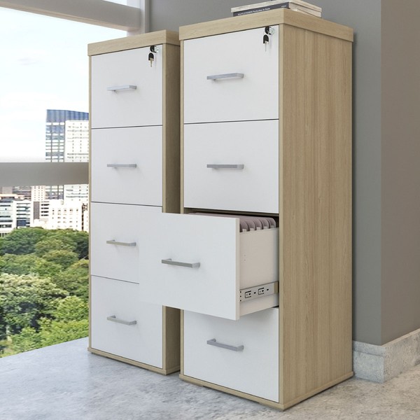 Gaveteiros Tamburato 8 Gavetas Carvalho/Branco - Artany Móveis