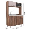 Cozinha Compacta Júlia 5 Portas 1 Gaveta Nogueira/Fume - Jcarvalho