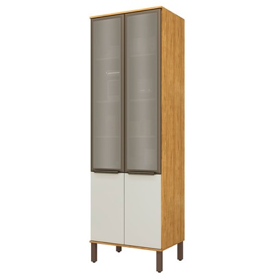 Paneleiros Verace 4 Portas 5 Prateleiras com Vidro Marrocos/Off White - Mx Móveis