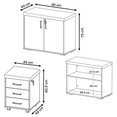 Escritório Completo Tamburato 2 Portas 3 Gavetas 1 Prateleira Carvalho/Branco - Artany Móveis