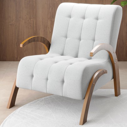 Poltrona Cecilia Seda/Linho Gelo - Vian