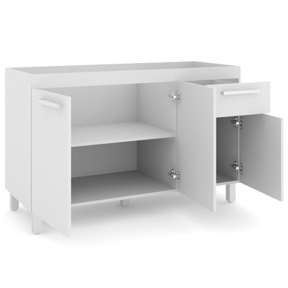 Balcão de Cozinha para Pia Caroline 3 Portas 1 Gaveta Branco - Pnr Móveis