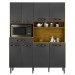 Cozinha Compacta Pratic 8 Portas 1 Gaveta Cinamomo/Grafite  - Chf Móveis