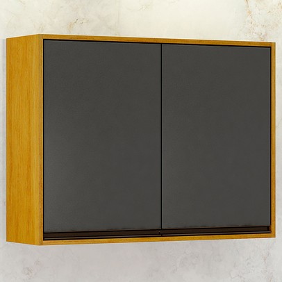 Armário Aéreo Cozinha 80 Cm Eduarda 2 Portas Cinamomo/Grafite - Chf Móveis