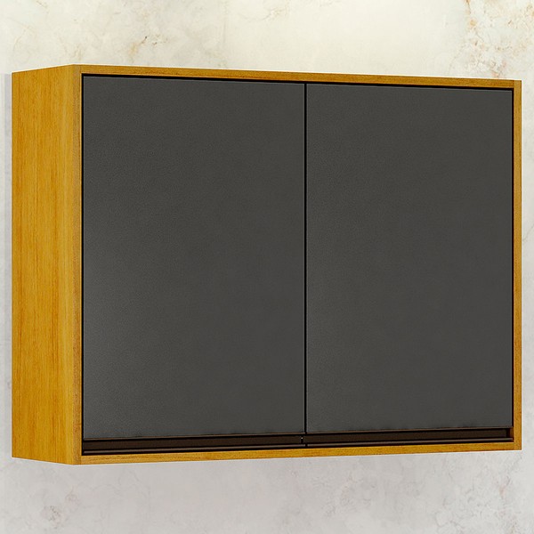 Armário Aéreo Cozinha 80 Cm Eduarda 2 Portas Cinamomo/Grafite - Chf Móveis