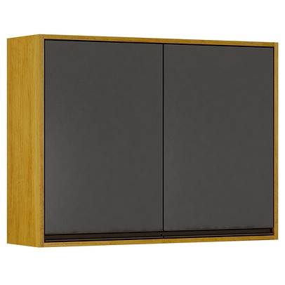 Armário Aéreo Cozinha 80 Cm Eduarda 2 Portas Cinamomo/Grafite - Chf Móveis