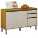 Balcão de Cozinha Eduarda 3 Portas 2 Gavetas Cinamomo/Off White - Chf Móveis
