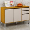Balcão de Cozinha Eduarda 3 Portas 2 Gavetas Cinamomo/Off White - Chf Móveis