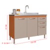 Balcão de Cozinha para Pia 120 Cm 3 Portas 2 Gavetas Freijó/Camurça 6176.2 - Indékes