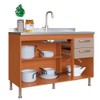 Balcão de Cozinha para Pia 120 Cm 3 Portas 2 Gavetas Freijó/Camurça 6176.2 - Indékes