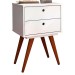 Mesa de Cabeceira 2 Gavetas Branco 10274 - Olivar Móveis