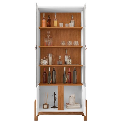 Cristaleira Lizz 2 Portas 3 Prateleiras Branco/Cedro - Casa D