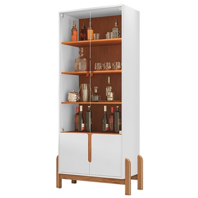 Cristaleira Lizz 2 Portas 3 Prateleiras Branco/Cedro - Casa D