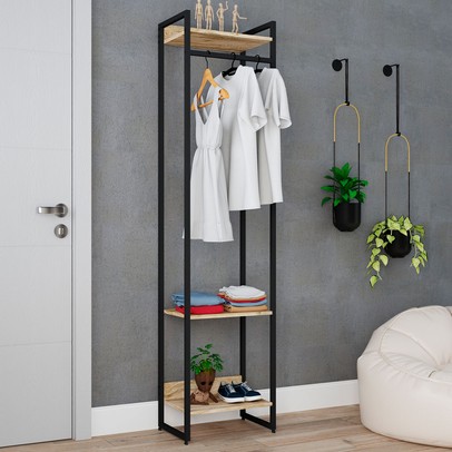 Closet Arara 3 Prateleiras Carvalho/Preto 19219 - Compace