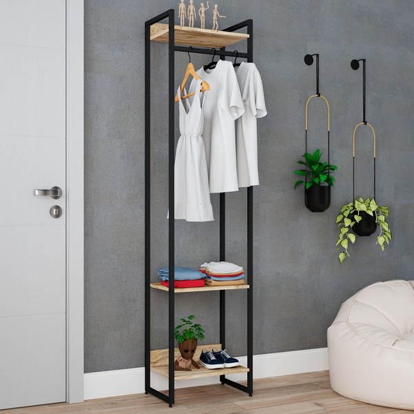 Closet Arara 3 Prateleiras Carvalho/Preto 19219 - Compace