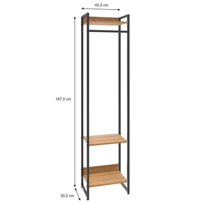 Closet Arara 3 Prateleiras Lâmina Mel/Preto 19219 - Compace