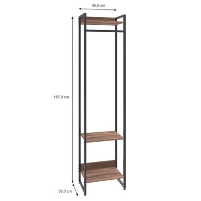 Closet Arara 3 Prateleiras Nogal/Preto 19219 - Compace