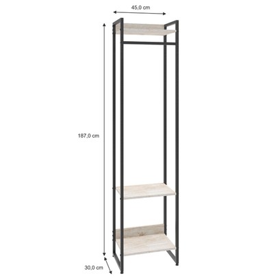 Closet Arara 3 Prateleiras Snow/Preto 19219 - Compace