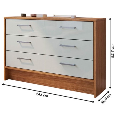 Cômoda 6 Gavetas Naturalle/Cristalo Cm3060 - Decibal
