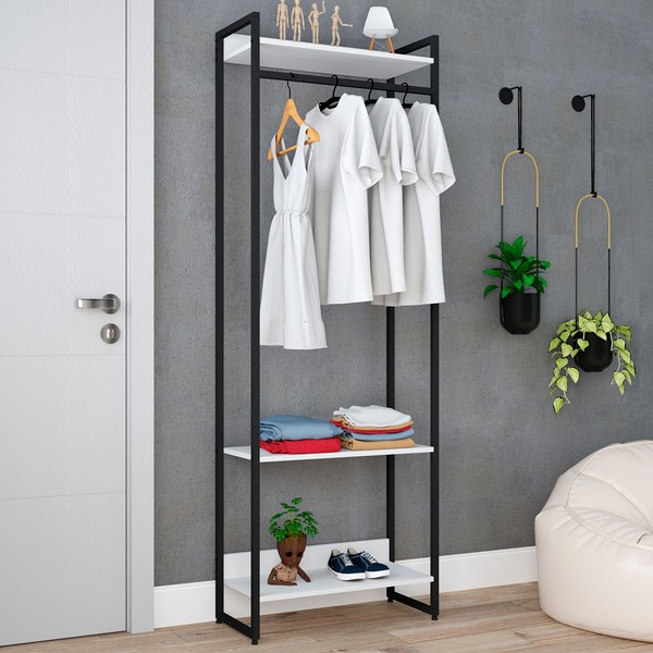 Closet Arara 3 Prateleiras Branco Chess/Preto 19223 - Compace