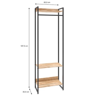 Closet Arara 3 Prateleiras Carvalho/Preto 19223 - Compace