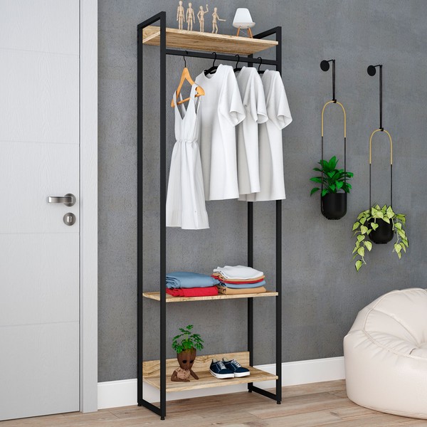 Closet Arara 3 Prateleiras Carvalho/Preto 19223 - Compace