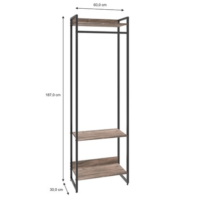 Closet Arara 3 Prateleiras Carvalho Dark/Preto 19223 - Compace