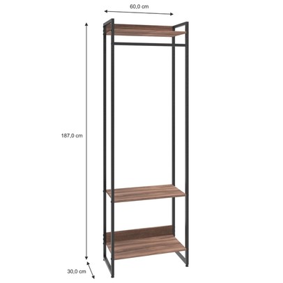 Closet Arara 3 Prateleiras Nogal/Preto 19223 - Compace