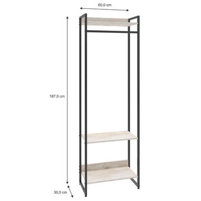 Closet Arara 3 Prateleiras Snow/Preto 19223 - Compace