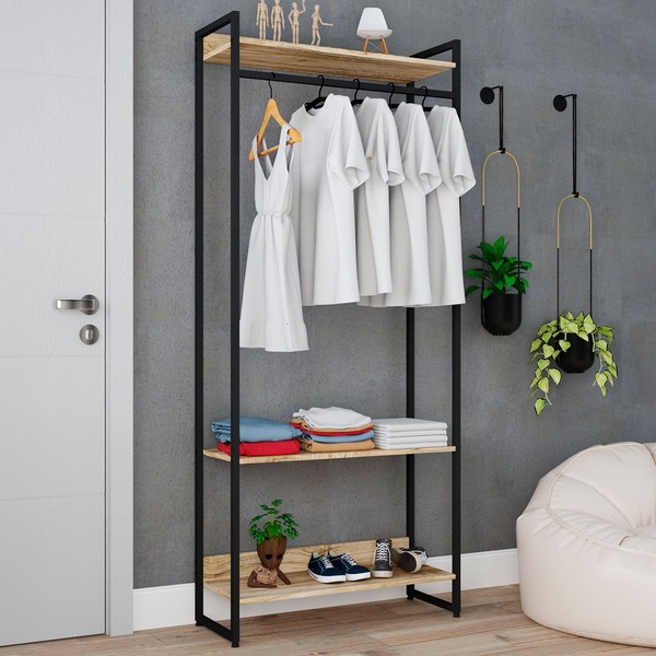 Closet Arara 3 Prateleiras Carvalho/Preto 19227 - Compace