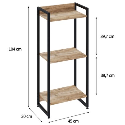 Estante para Livros Dynamica 3 Prateleiras Carvalho/Preto 19171 - Compace