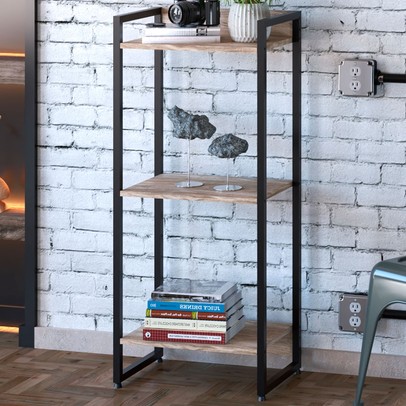 Estante para Livros Dynamica 3 Prateleiras Carvalho/Preto 19171 - Compace