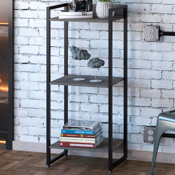 Estante para Livros Dynamica 3 Prateleiras Carvalho Dark/Preto 19171 - Compace