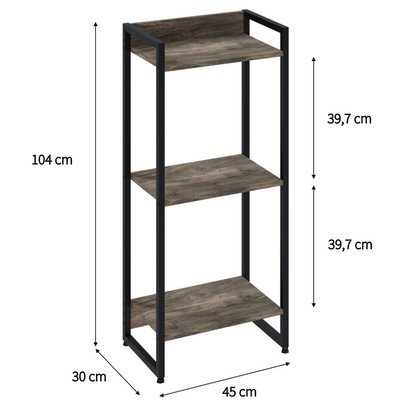 Estante para Livros Dynamica 3 Prateleiras Carvalho Dark/Preto 19171 - Compace