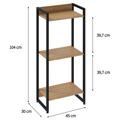 Estante para Livros Dynamica 3 Prateleiras Lâmina Mel/Preto 19171 - Compace